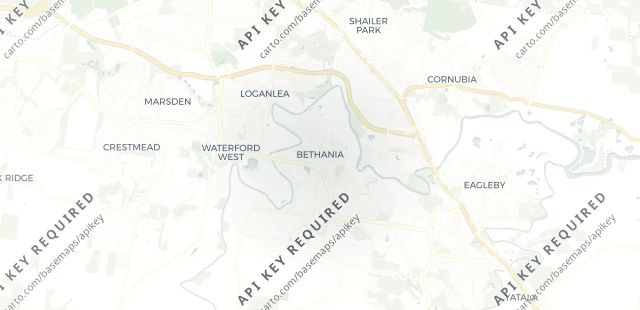Locality map showing where Bethania sits, 28km south east of Brisbane CBD.