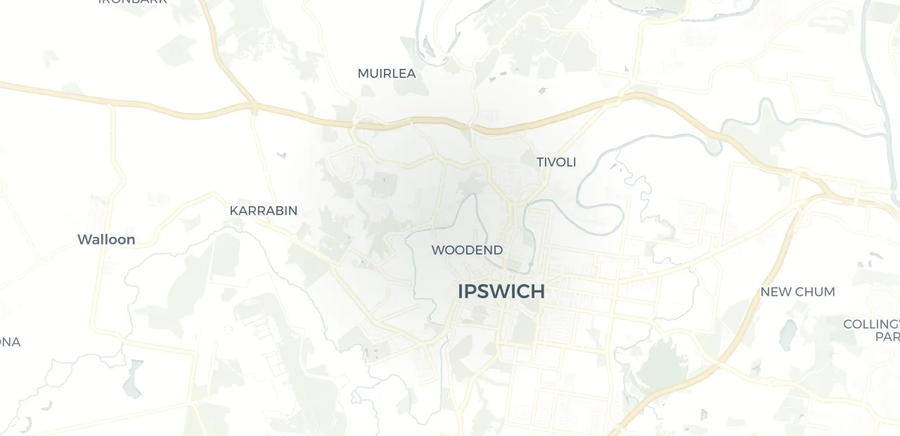 Locality map showing where Brassall sits, 2km from Ipswich CBD.