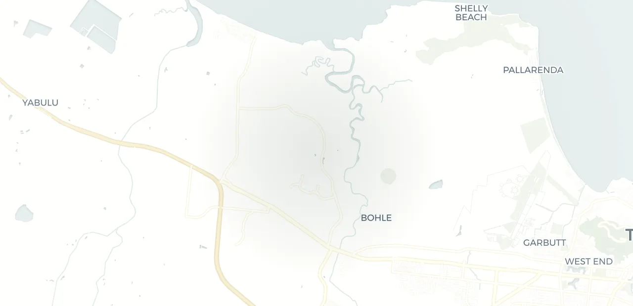 Locality map showing where Burdell sits, 13km west of Townsville CBD.