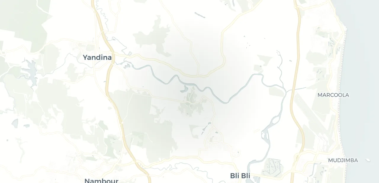 Locality map showing where Burnside sits, 12km north west of Maroochydore.