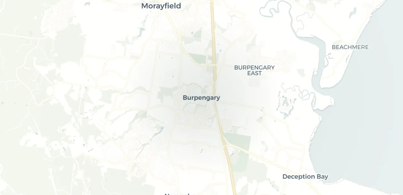 Locality map showing where Burpengary sits, 35km north of Brisbane CBD.