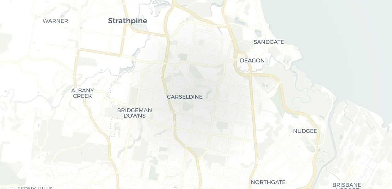 Locality map showing where Carseldine sits, 13km north of Brisbane CBD.