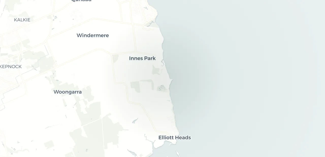 Locality map showing where Coral Cove sits, 14km east of Bundaberg CBD.