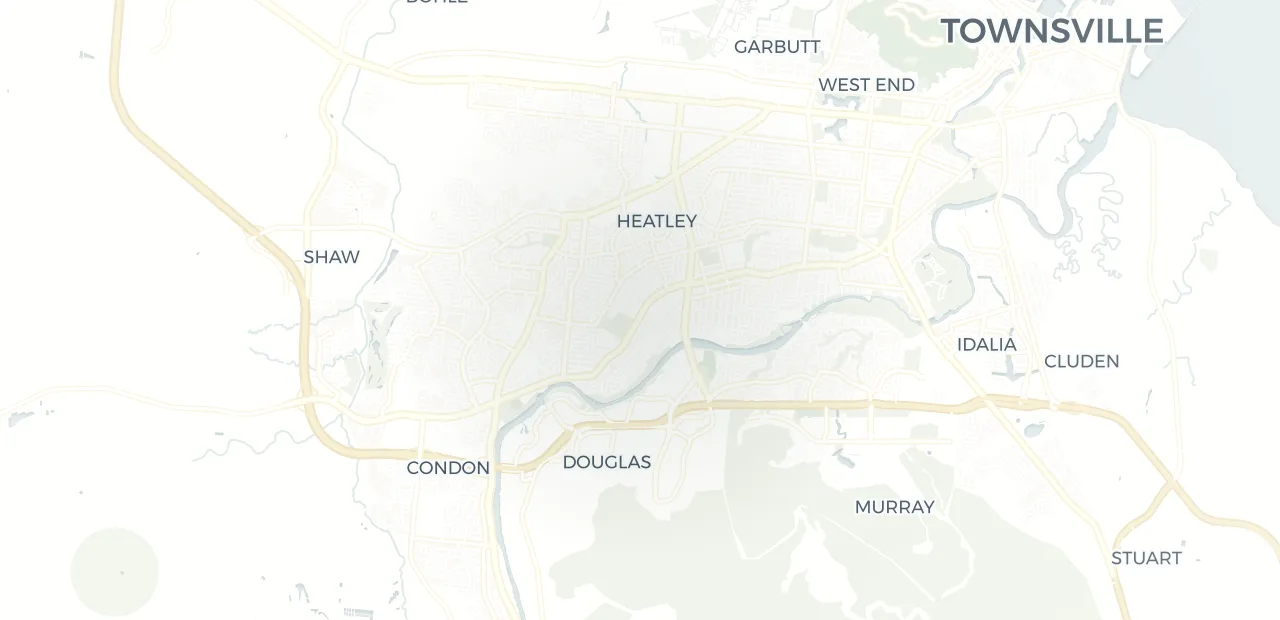 Locality map showing where Cranbrook sits, 8km south west of Townsville CBD.