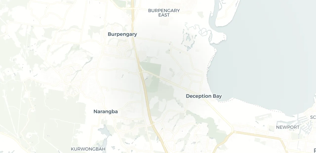 Locality map showing where Deception Bay sits, 32km north of Brisbane CBD.