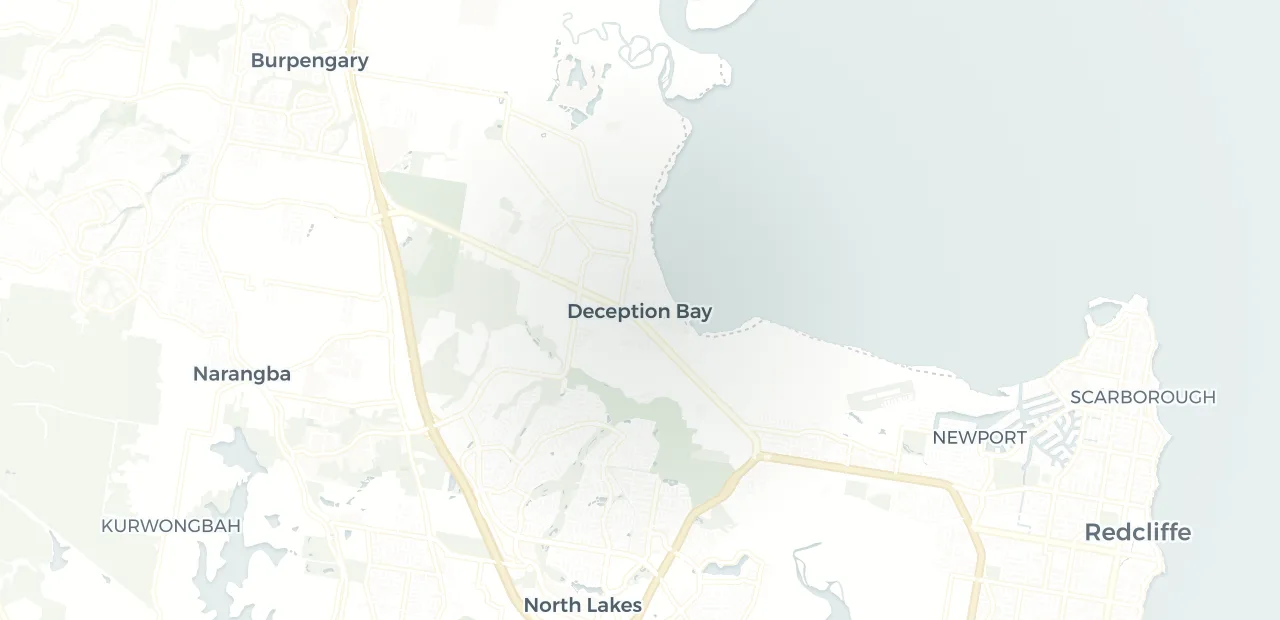 Locality map showing where Deception Bay sits, 31km north of Brisbane CBD.