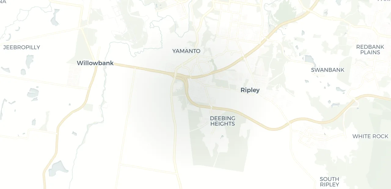 Locality map showing where Deebing Heights sits, 7km south of Ipswich CBD.