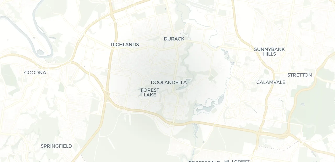 Locality map showing where Doolandella sits, 17km south of Brisbane CBD.