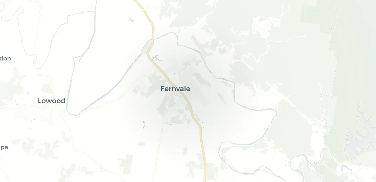 Locality map showing where Fernvale sits, 20km north west of Ipswich CBD.
