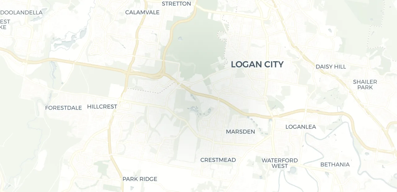 Locality map showing where Flagstone sits, 22km south of Brisbane CBD.