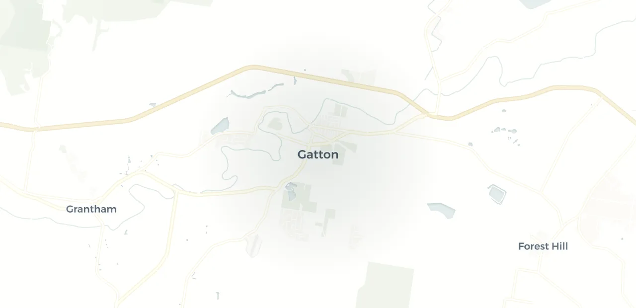 Locality map showing where Gatton sits, 32km east of Toowoomba CBD.
