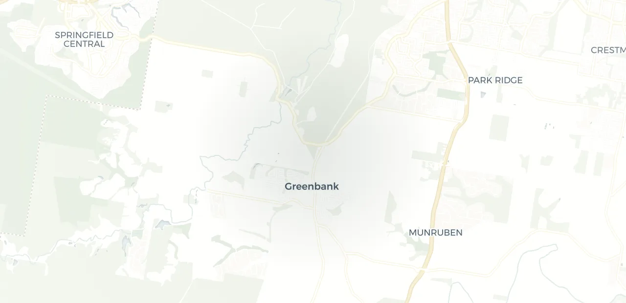 Locality map showing where Greenbank sits, 25km south east of Ipswich CBD.
