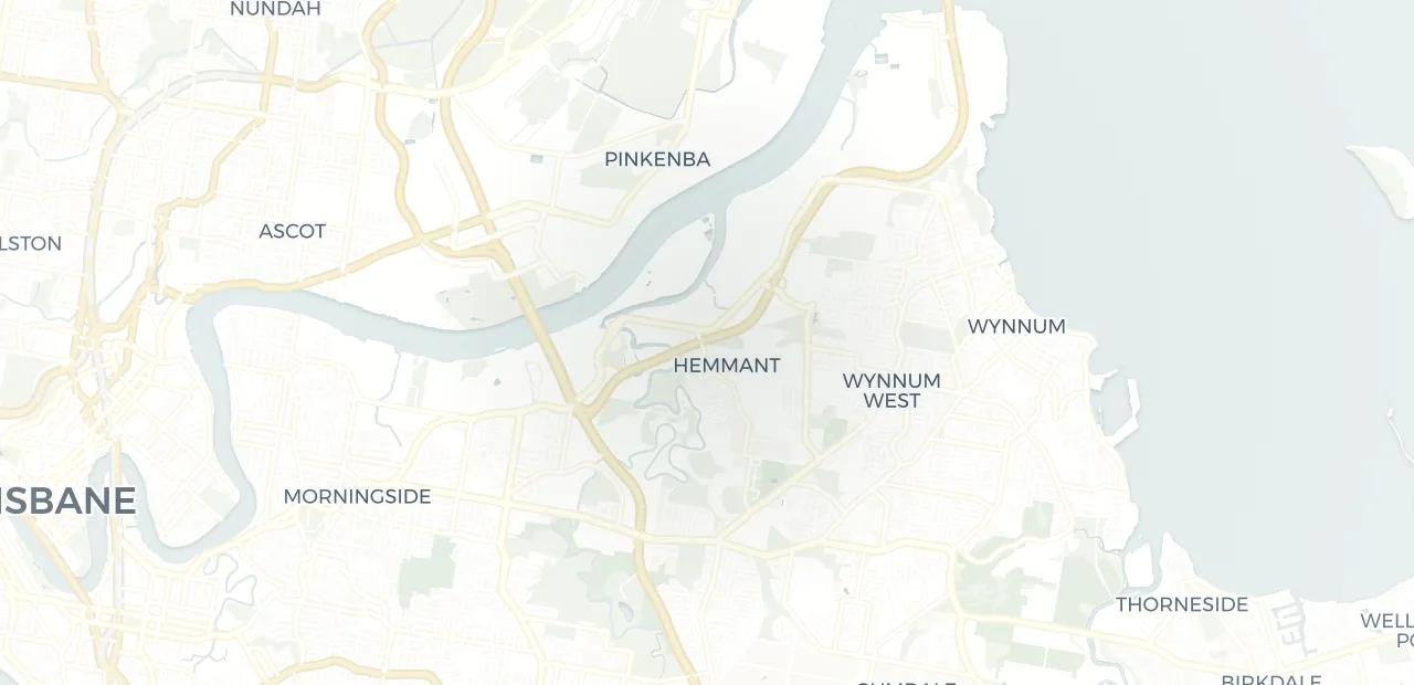 Locality map showing where Hemmant sits, 10km east of Brisbane CBD.