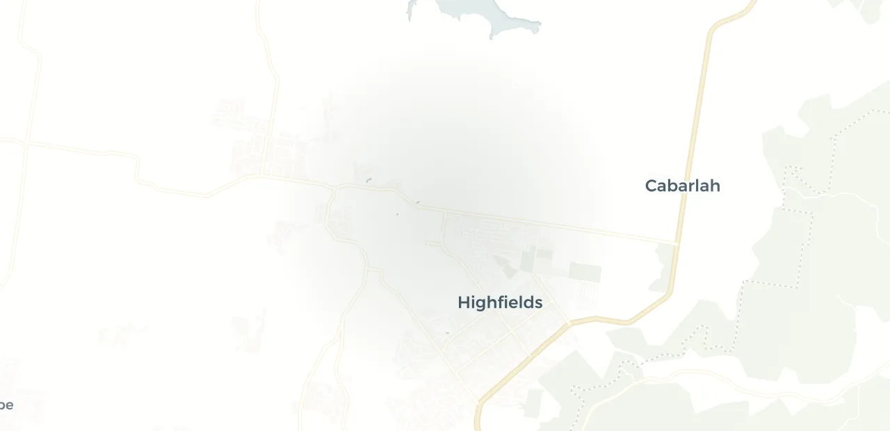 Locality map showing where Highfields sits, 14km north of Toowoomba CBD.