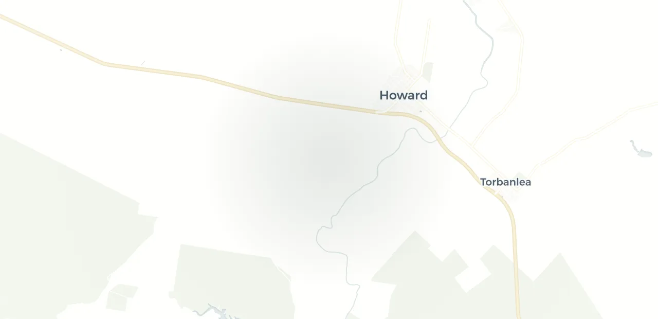 Locality map showing where Howard sits, 28km north west of Maryborough.