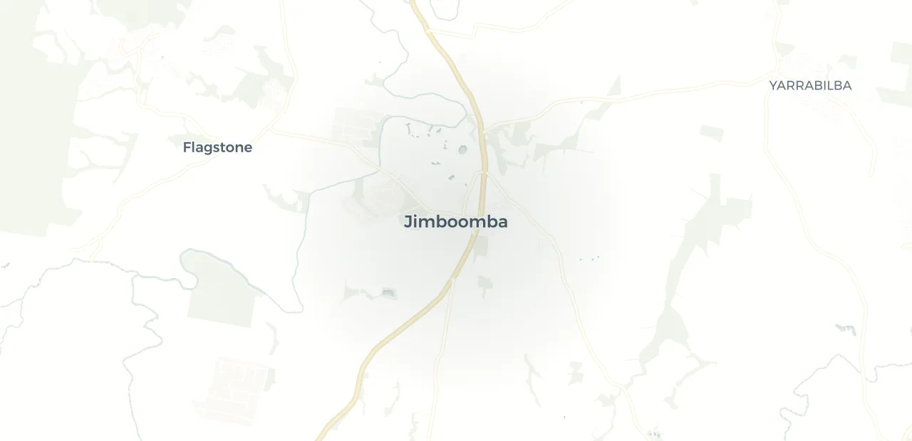Locality map showing where Jimboomba sits, 35km south east of Ipswich CBD.