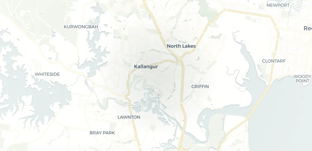Locality map showing where Kallangur sits, 24km north of Brisbane CBD.
