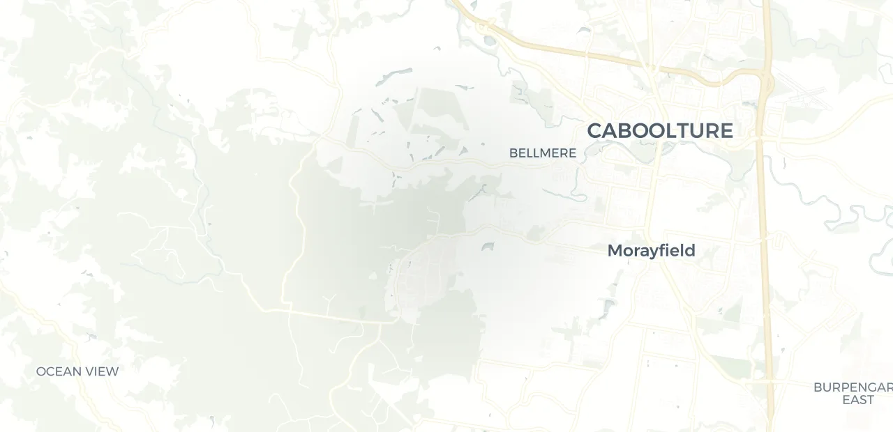 Locality map showing where Lilywood sits, 43km north of Brisbane CBD.
