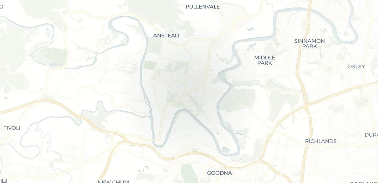 Locality map showing where Moggill sits, 13km north east of Ipswich CBD.