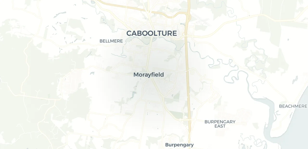 Locality map showing where Morayfield sits, 40km north of Brisbane CBD.