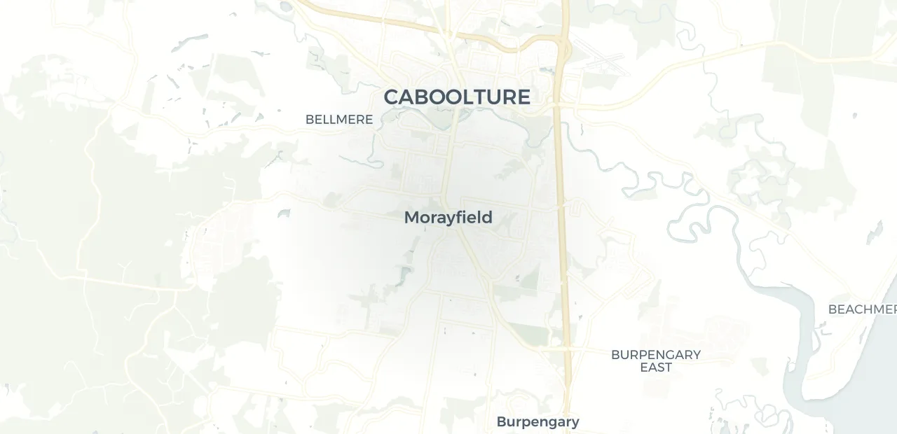 Locality map showing where Morayfield sits, 41km north of Brisbane CBD.