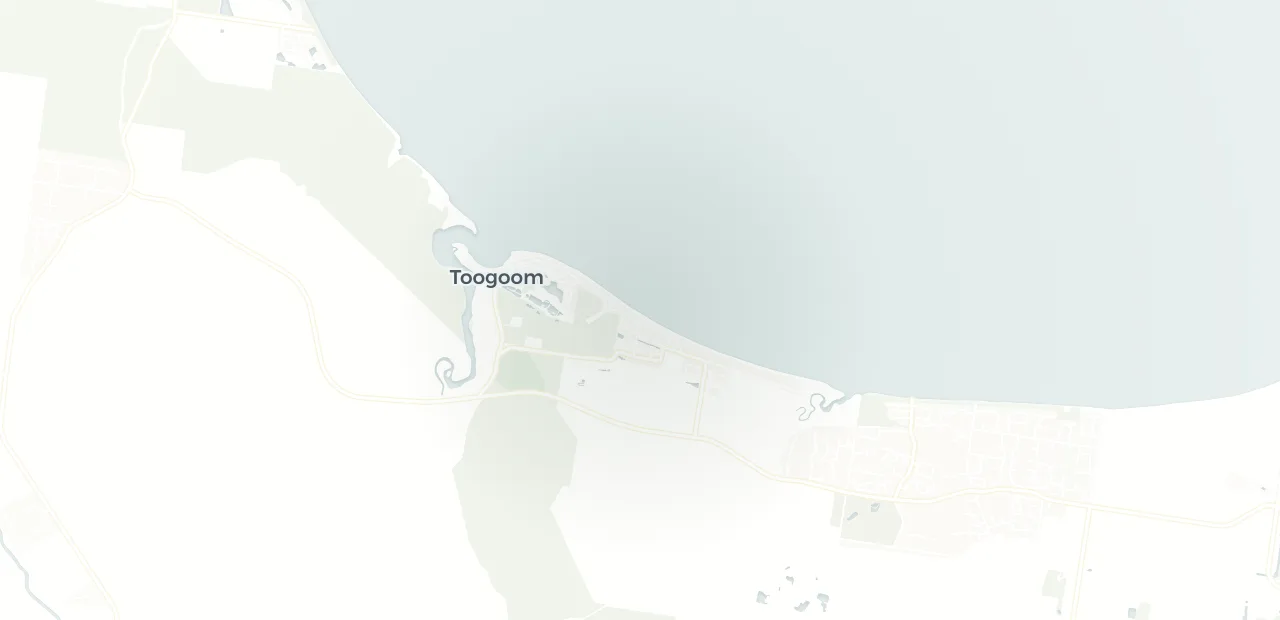 Locality map showing where Toogoom sits, 16km west of Hervey Bay.