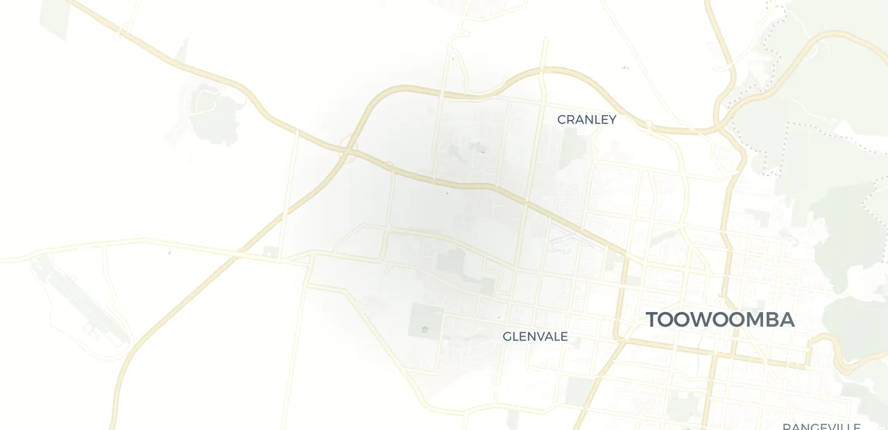Locality map showing where Torrington sits, 7km west of Toowoomba CBD.