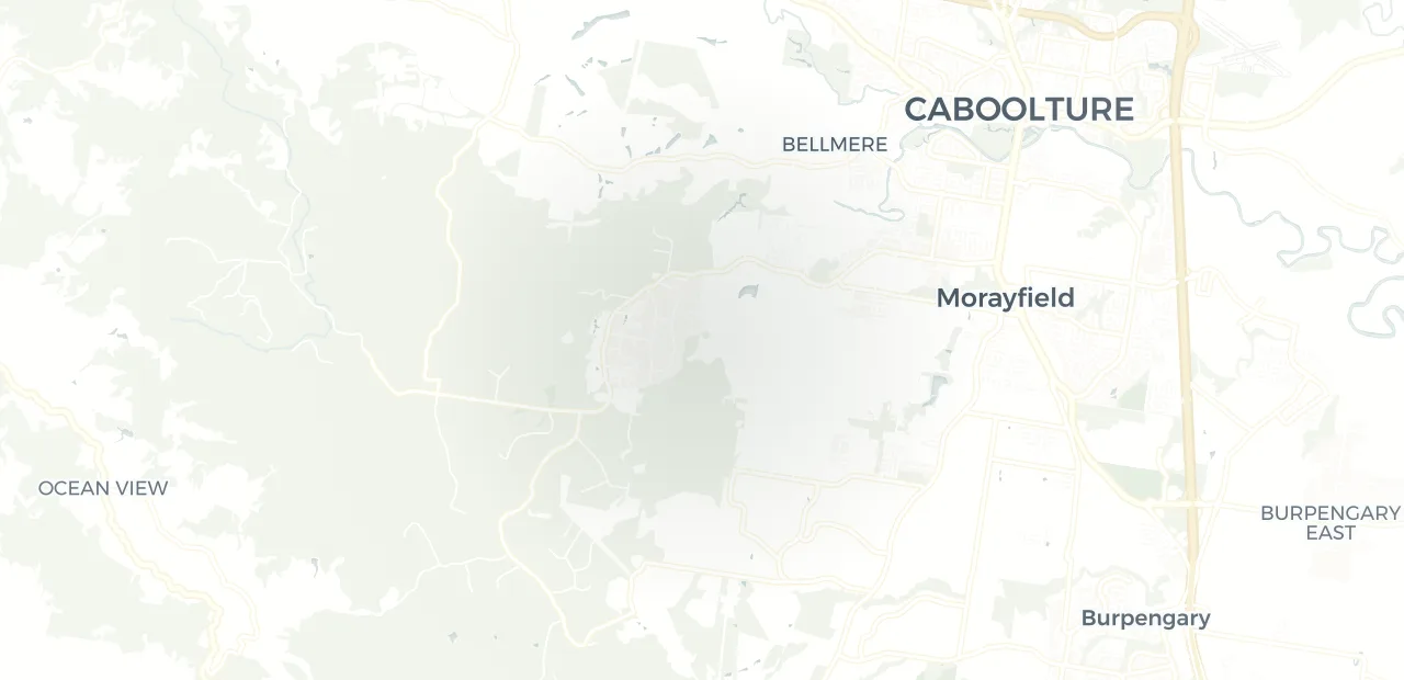 Locality map showing where Upper Caboolture sits, 41km north of Brisbane CBD.