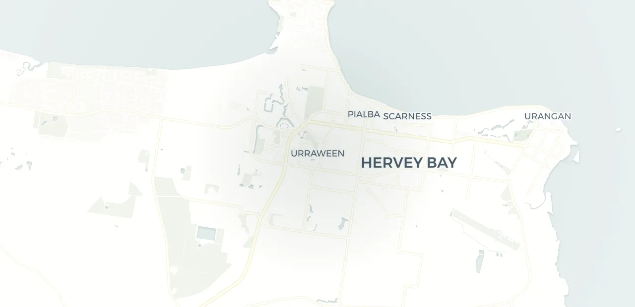 Locality map showing where Urraween sits, 2km west of Hervey Bay.