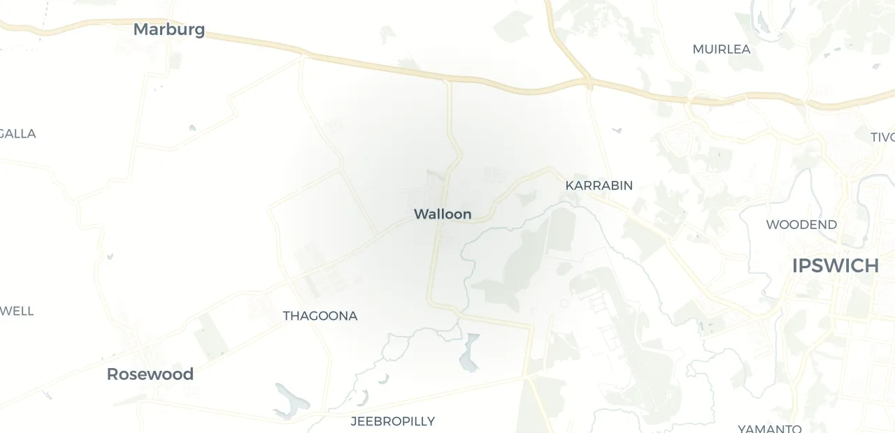 Locality map showing where Walloon sits, 9km west of Ipswich CBD.