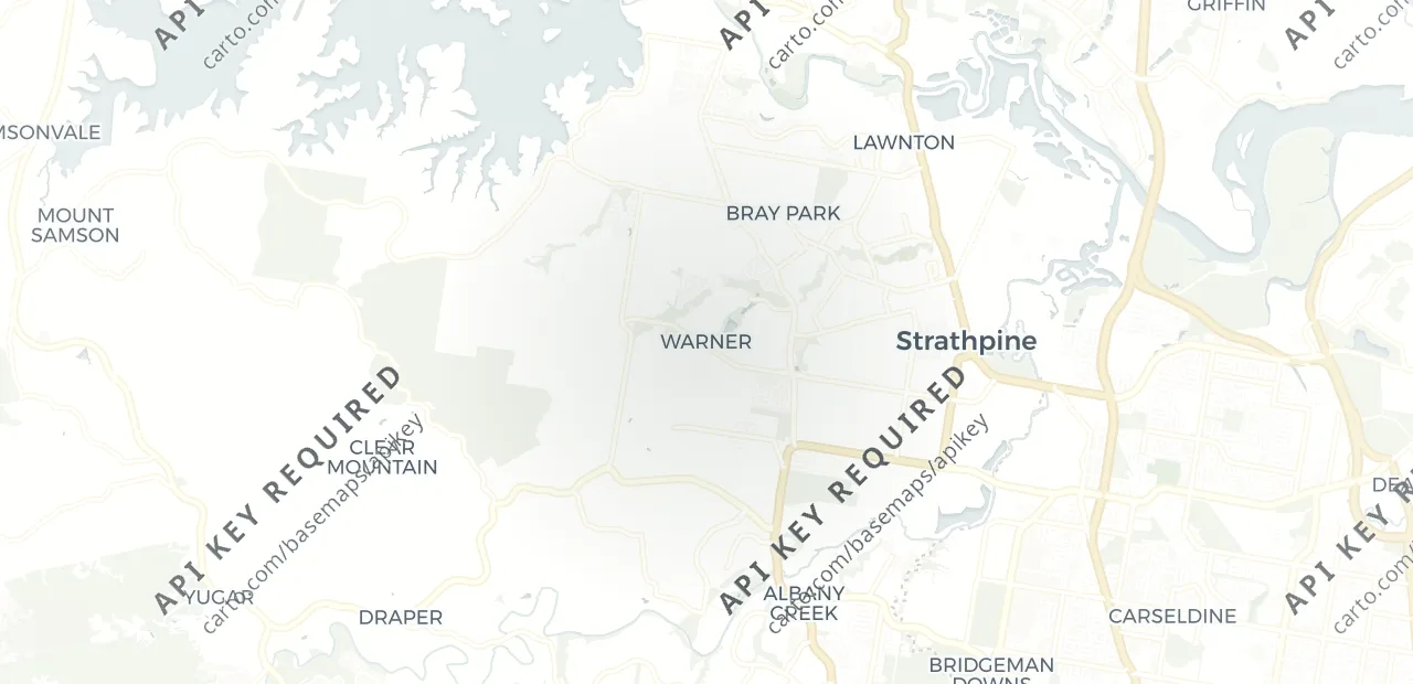 Locality map showing where Warner sits, 19km north west of Brisbane CBD.